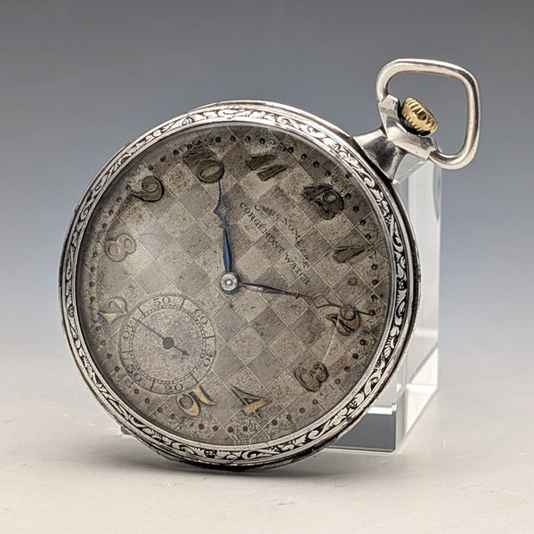 Antique Swiss CORGEMONT pocket watch, Art Deco, silver side open face, in good working order